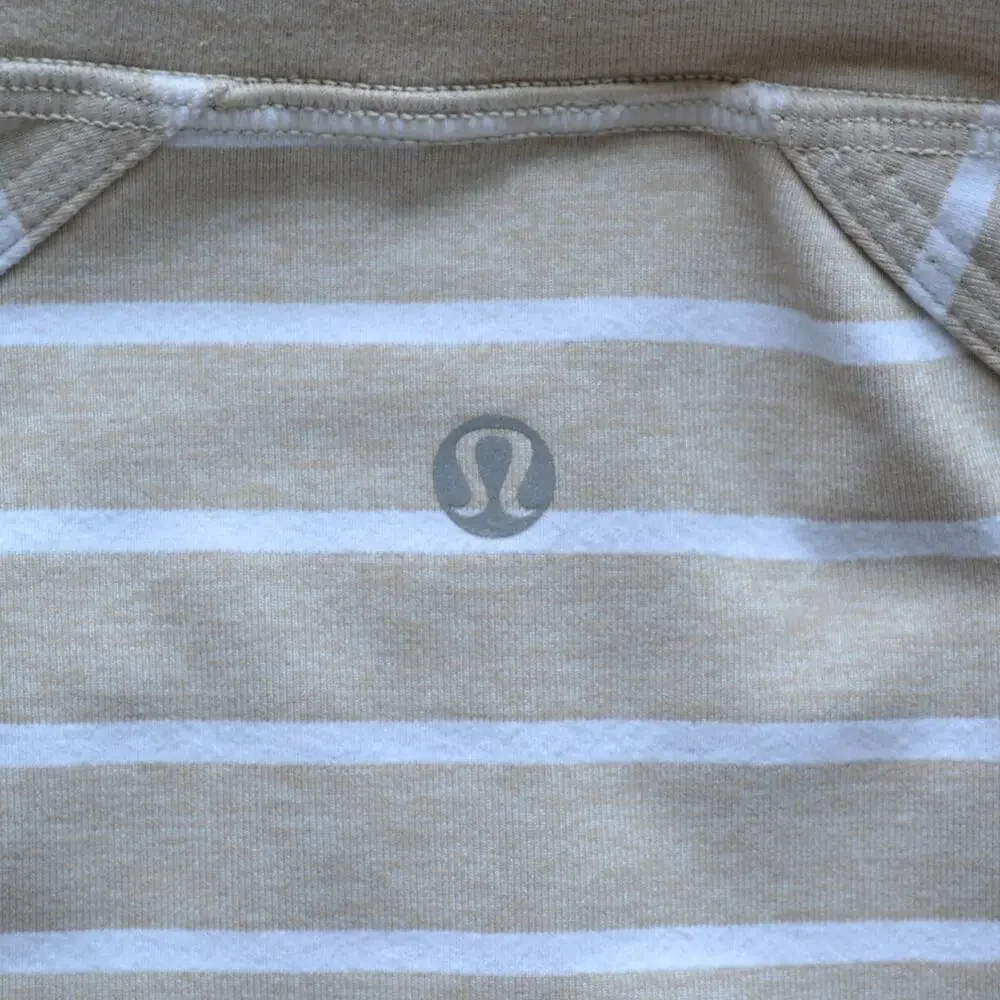 lululemon athletica Beige and White Striped Zip Jacket